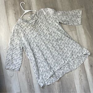 CP Shades Shirt linen floral pintuck 3/4 sleeve womens Purple (medium) coastal